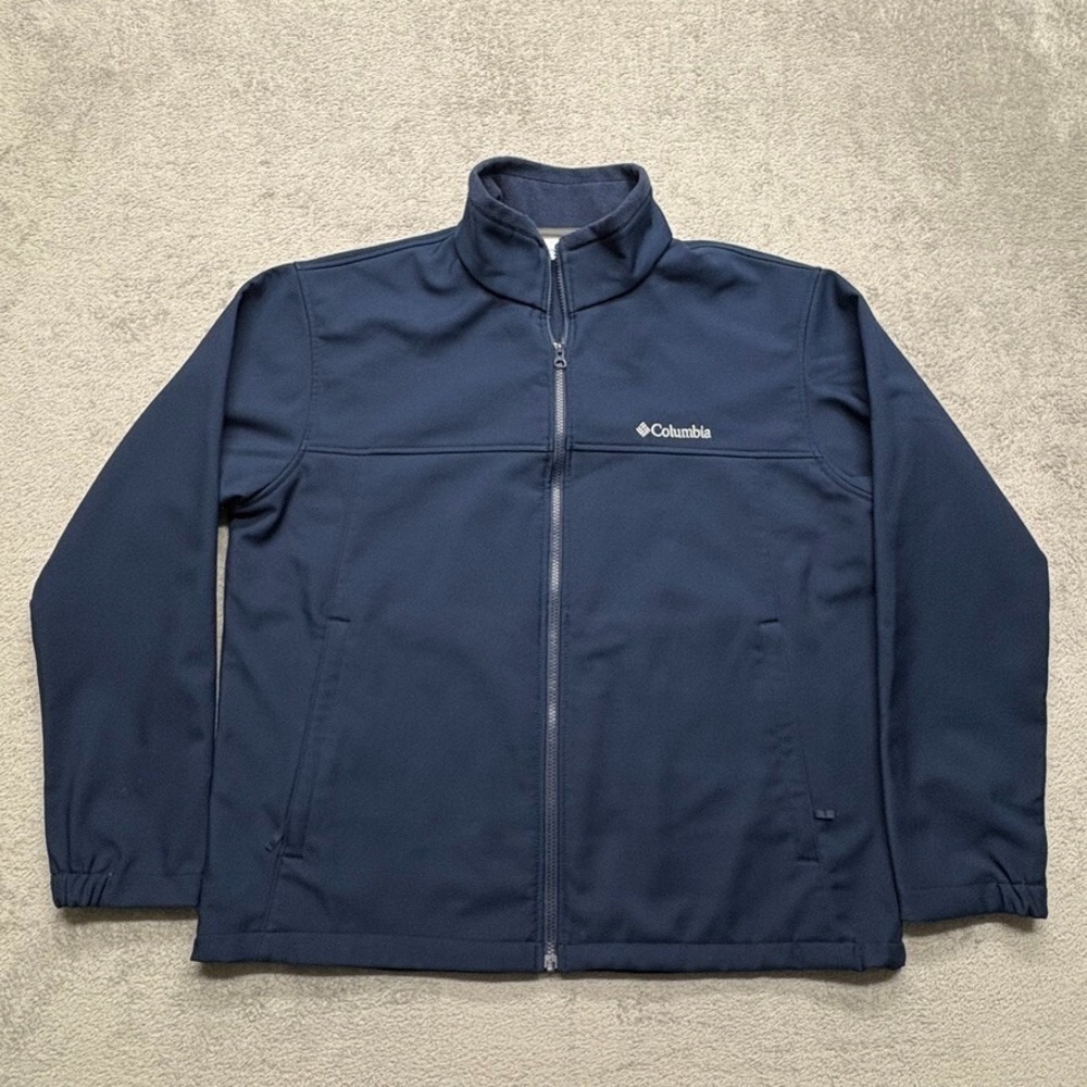 Columbia Full Zip Shell‎ Jacket Mens Navy Blue XL Fleece Lined